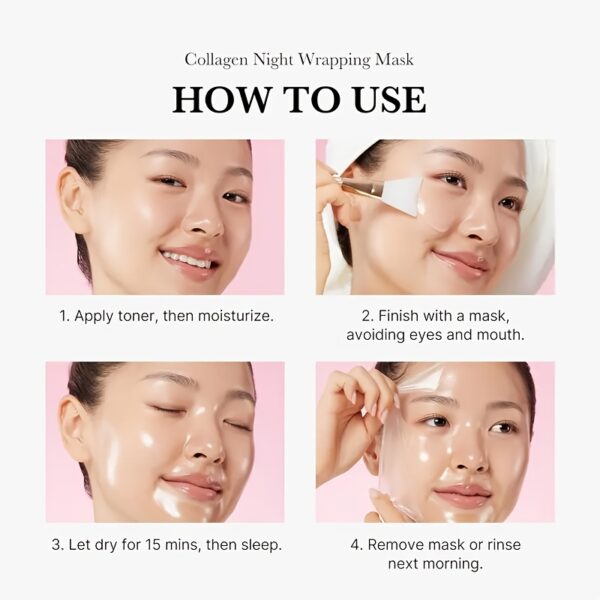 Medicube-Collagen Overnight Mask with Applicator Brush - Moisturizing Care, Contains Collagen - Korean Skincare Product, 2.53oz - Image 4