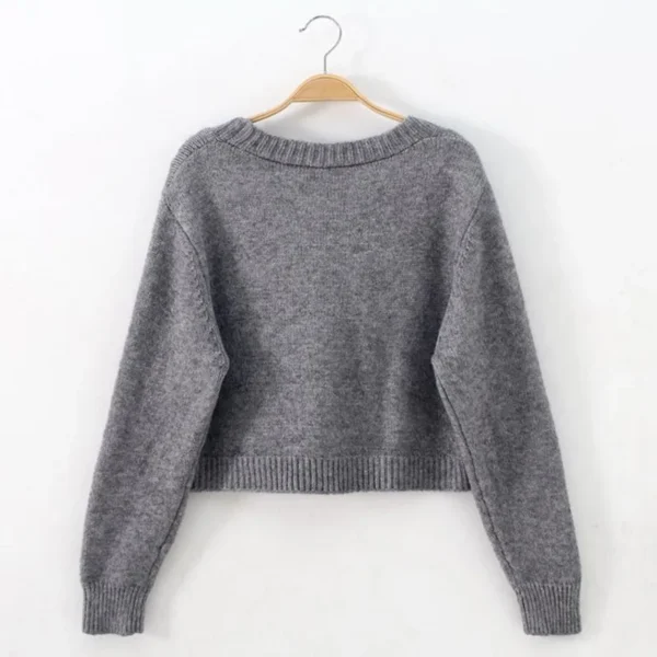 Short Cardigan Female Twist Sweater Coat Fall Single Breasted High Waist - Image 2