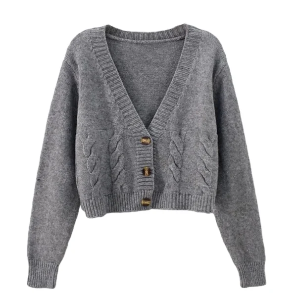 Short Cardigan Female Twist Sweater Coat Fall Single Breasted High Waist