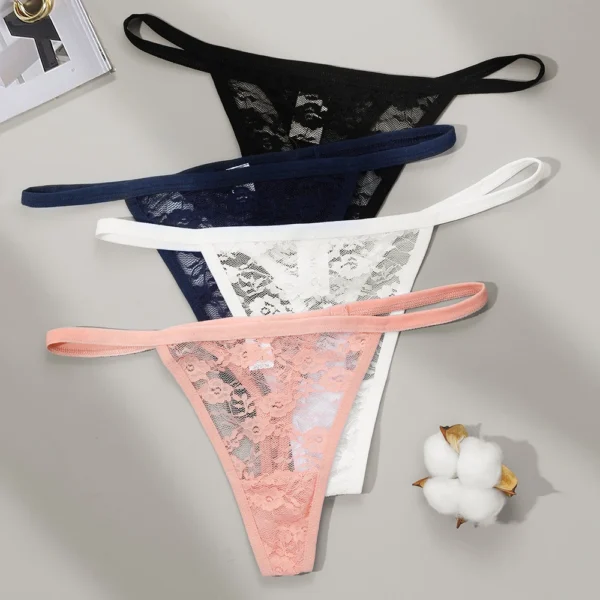 2Pcs/Set Sexy Women Lace Panties Low Waist G-String - Image 3
