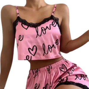 2 Pieces Set Women'S Pajama Sexy Lingerie Camisoles Tanks Nighty Ladies Sleepwear