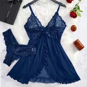 Nightgown Sexy Panties Women's Pajamas Plus Size Lingerie Delicate Set Ultra-thin