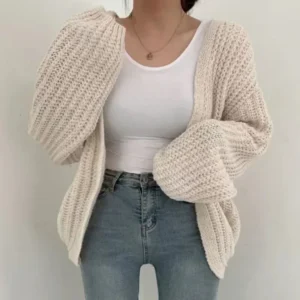 Korean Fashion Short Cardigans Knitted Poncho Women Vintage Tops