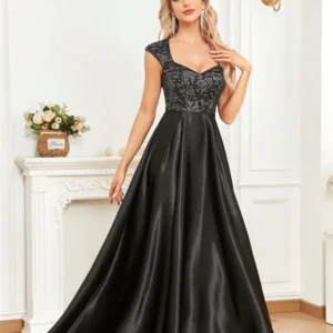 Elegant Sequins Black Formal Evening Dress For Women