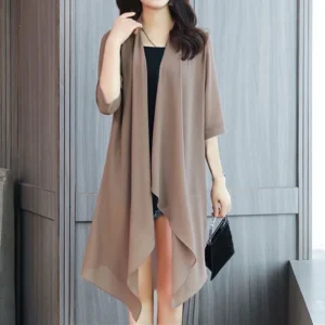 Women Chiffon Cardigan Half Sleeve Shirts Ladies Shawl Female