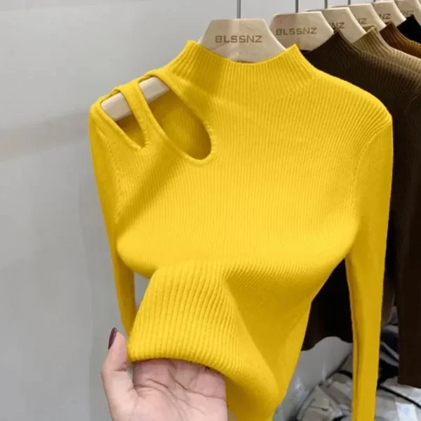Turtleneck Knitted Women Sweater Ribbed Pullovers Autumn Winter - Image 4