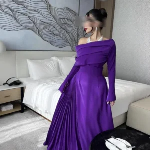 Off-The-Shoulder Sexy Folded Evening Dress Women's Clothing