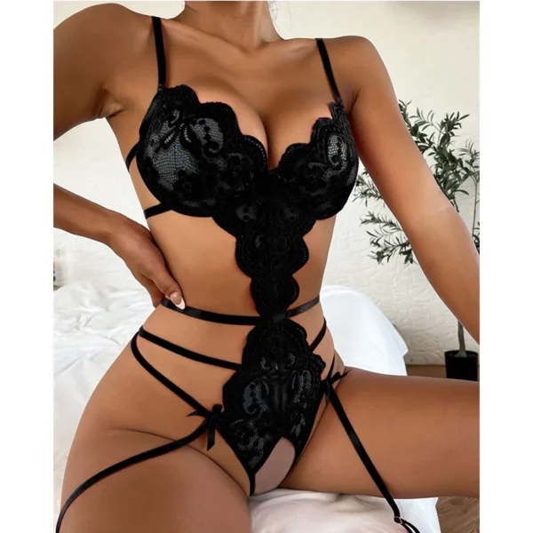 Bra Backless G-string One Piece Set Sexy Crotchless Bra Set Lingerie - Image 3