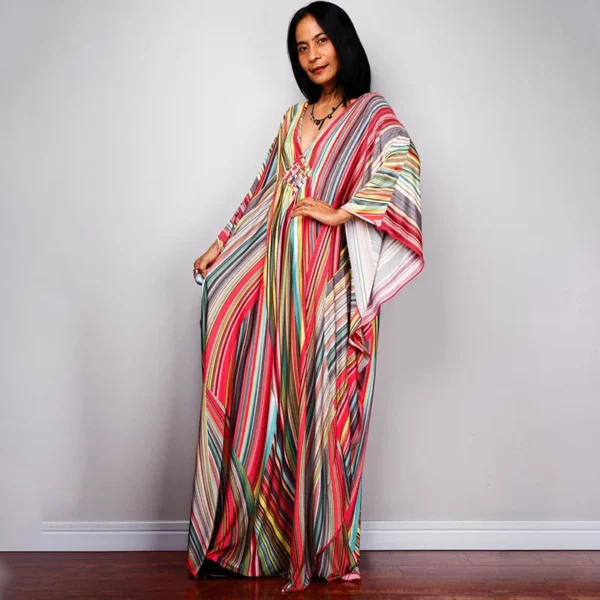 Womens Caftan Floral Print Swimsuit Cover up Loungewear - Image 2