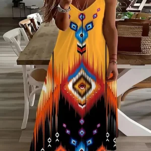 Women's Print Strapless Dress Spring Summer Casual Sleeveless Dress