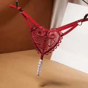 Sexy Pearl Massage G-Strings Women Love Embellished Thong Thin Strap Panties