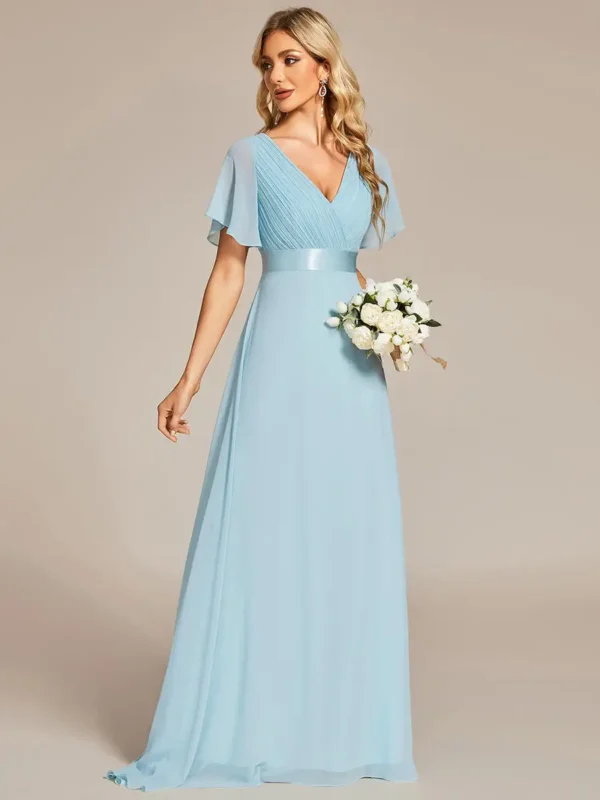 Glamorous Pretty Double V-Neck Ruffles Padded Evening Dresses
