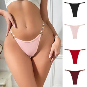 1pcs Women Sexy Thongs Low Rise Lady G-string Heart Decoration