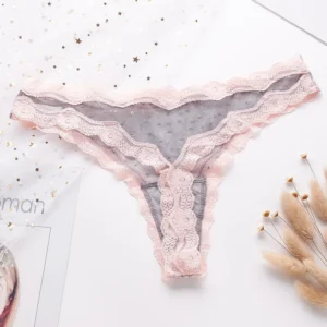 Transparent Mesh Lady Color Women's Underwear Wavy Edge G-string