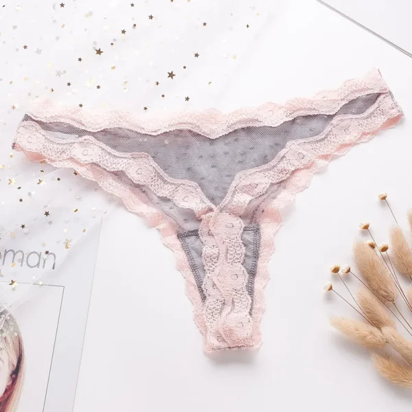 Transparent Mesh Lady Color Women's Underwear Wavy Edge G-string