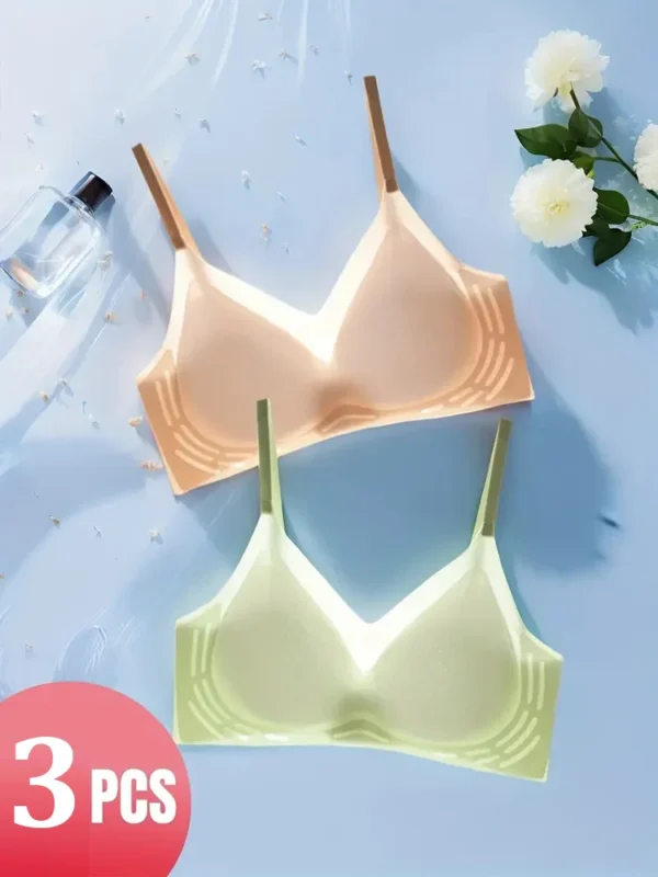 3Pcs Woman Ultra-thin Bra Ice Silk Girl Bra Seamless Solid Color