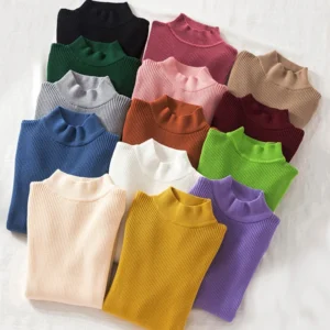 Women Pullover Sweater Fashion Half Turtleneck Knitted Female