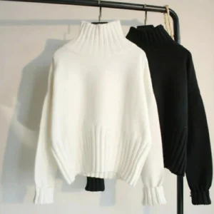 Sweaters Women Soft Thick Loose Female Long Sleeve Turtleneck