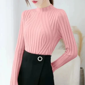 Women Pullover Turtleneck Jumper Sweater Autumn Winter Solid