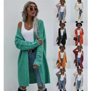 Long Cardigan Solid Color and Women's Spring Sweater Outerwear ​