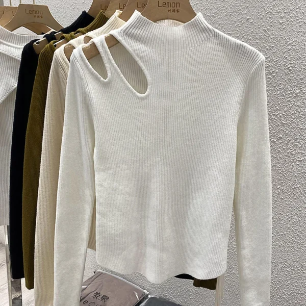 Turtleneck Knitted Women Sweater Ribbed Pullovers Autumn Winter - Image 6