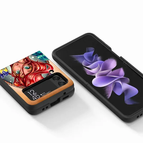 Funda For Samsung Galaxy Z Flip 3 4 5G Flip3 Flip4 Case Black PC Hard Luxury Back Phone Cover Disney Tattoo Princess - Image 6