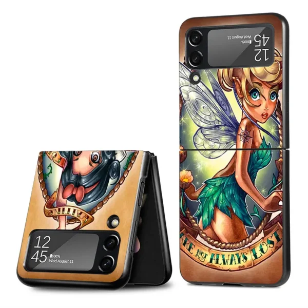 Funda For Samsung Galaxy Z Flip 3 4 5G Flip3 Flip4 Case Black PC Hard Luxury Back Phone Cover Disney Tattoo Princess - Image 5