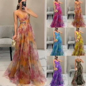 New Fashion Strap Printed Evening Dress Prom Dress1214