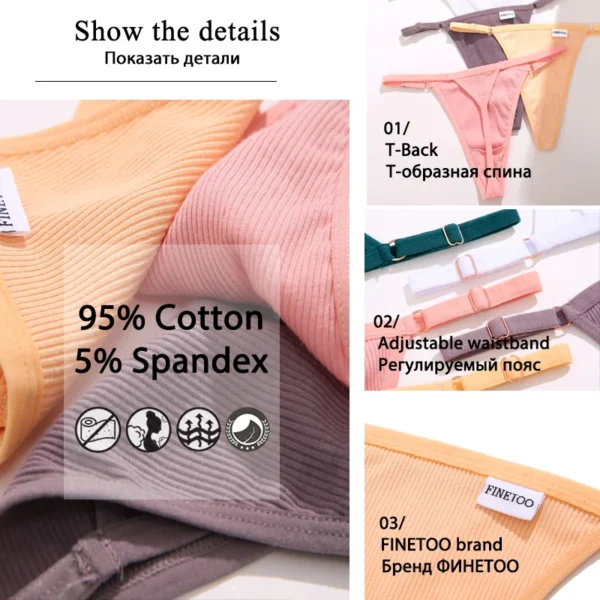 3PCS/Set Women Cotton Panties Sexy T-Back  Waist G-String - Image 5