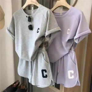 ﻿ 2 Piece Set Women Summer Casual Suit Large Size Short Pajamas