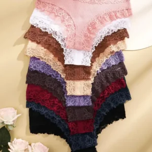 5Pcs/set Women Cotton Panties Floral Lace Intimate Underwear