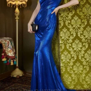 Royal Blue Velvet  Formal Party Gown Long Maxi Dress