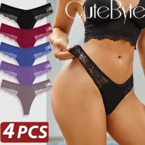 4PCS Cotton G-string Women Lingerie Sexy Lace Panties