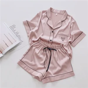 2pcs/set women's pajamas set ice silk student home wear