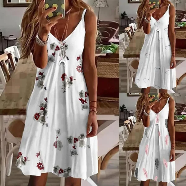 Women's Summer Plus Size Casual Dress Print Sleeveless - Image 2
