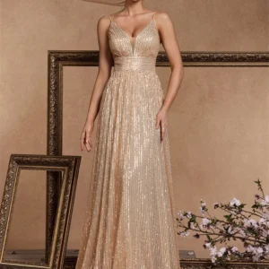 Elegant Sexy Backless Sequins Evening Dress Long
