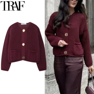 Knitted Sweater Cardigan Long Sleeve Cropped Cardigans Ladies