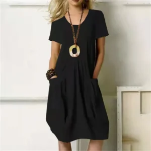 Plus Size Cotton Linen Long Dress for Women Mini Skirt