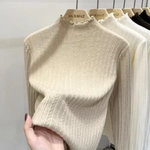 Women Fashion Turtleneck Pullover Slim Long Sleeve Knitted