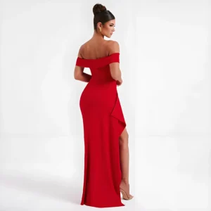 New women's sexy one shoulder backless slit long dress with elegant dance party evening dress
