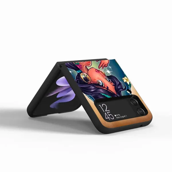 Funda For Samsung Galaxy Z Flip 3 4 5G Flip3 Flip4 Case Black PC Hard Luxury Back Phone Cover Disney Tattoo Princess - Image 2