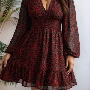 Spring Summer New Women's Jaguar Double Layers Sleeve Dress