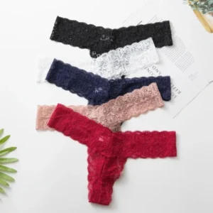 3Pcs/set Sexy Thongs Women Lace Floral Bikini Underpants