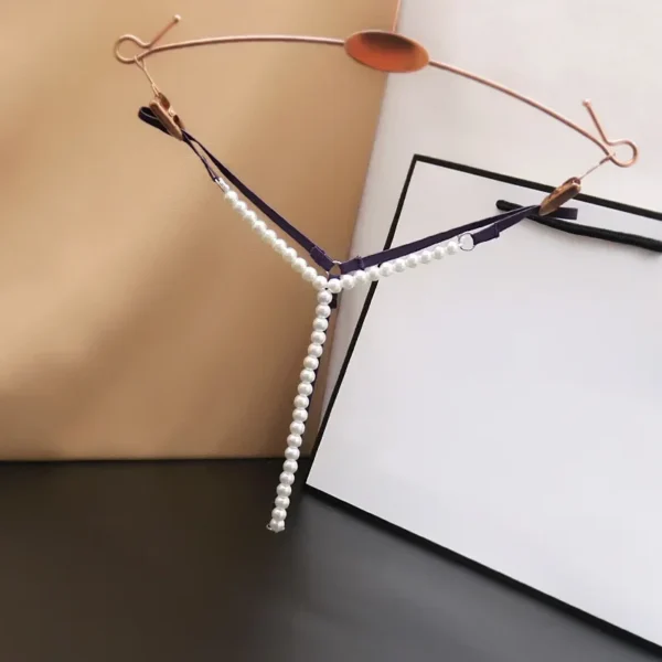 Sexy Pearl Beaded Underwear Women T Shaped Crotchless G-String - Image 9