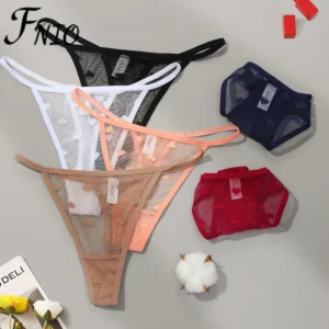 2PCS/Set Mesh Transparent Thong Women Panties Seamless G-String