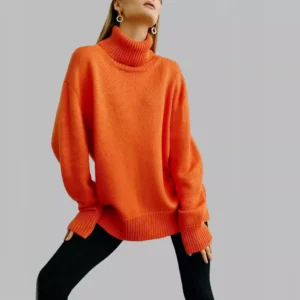 Women's Sweater Turtleneck New Solid Color Knitting Personality Top