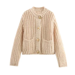 New Women's Fashion Coarse Needle Coat Cardigan Coat