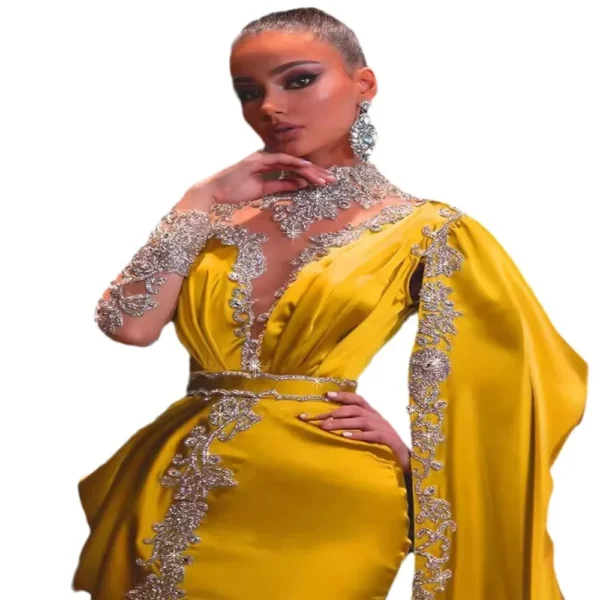Women's Clothing Dress Sequins Gown Asymmetric Shiny Fabric Prom Gown - Image 5
