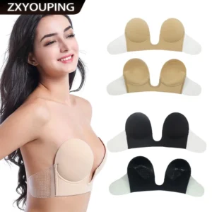 Deep V Strapless Silicone Bra Reusable Magic Bra Stickers Sexy Push-up Bra