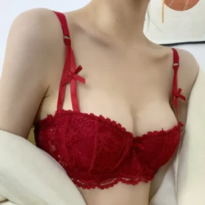 Plus Size Half Cup Balconette Bra - Cotton Sexy Push Up Lingerie for Women